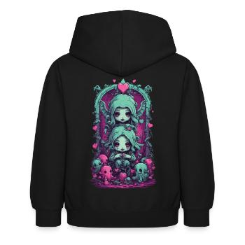 Kawaii Démon Goth Amour Occulte Streetwear - Sweat à capuche Enfant - noir - Dos - AI Model Kid Female (0cm)