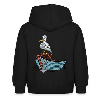 Mouette Sailor Bateau Maritime Sailor Ahoy - Sweat à capuche Enfant - noir - Dos - AI Model Kid Female (0cm)