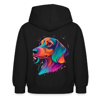 Teckel, chien, fidèle compagnon et amour pour animaux de compagnie - Sweat à capuche Enfant - noir - Dos - AI Model Kid Female (0cm)