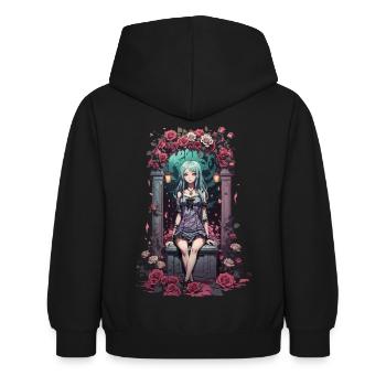 Anime gothique fille victorien esthétique florale - Sweat à capuche Enfant - noir - Dos - AI Model Kid Female (0cm)