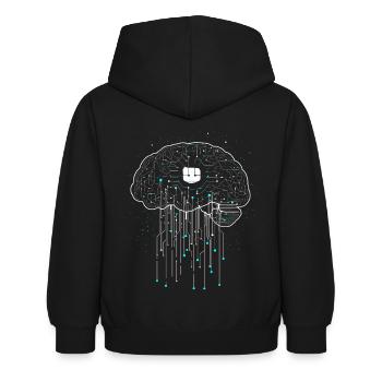 Gehirn Brainstorming minimalistisch Wissen - Kinder Hoodie - Schwarz - Hinten - AI Model Kid Female (0cm)