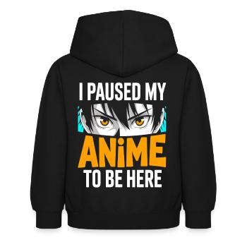 i paused my anime to be here - Kinder Hoodie - Schwarz - Hinten - AI Model Kid Female (0cm)