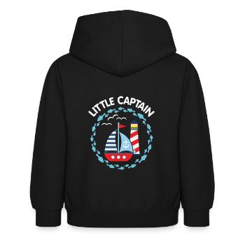 Kleiner Kapitän mit Segelboot und Leuchtturm - Kinder Hoodie - Schwarz - Hinten - AI Model Kid Female (0cm)