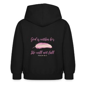 Christliches Bibel Zitat - Kinder Hoodie - Schwarz - Hinten - AI Model Kid Female (0cm)