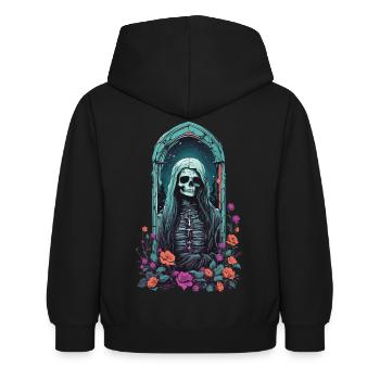 Gothique Pastel squelette Dame victorien Halloween - Sweat à capuche Enfant - noir - Dos - AI Model Kid Female (0cm)