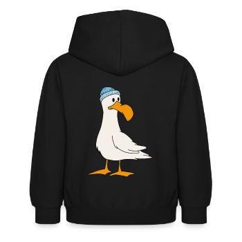 Möwe - Kinder Hoodie - Schwarz - Hinten - AI Model Kid Female (0cm)