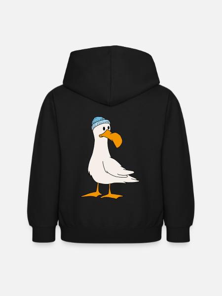 Möwe - Kinder Hoodie - Schwarz