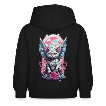 Aile Goth chat Pastel gothique esthétique - Sweat à capuche Enfant - noir - Dos - AI Model Kid Female (0cm)