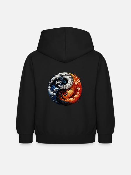 Yin Yang - Kinder Hoodie - Schwarz