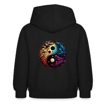 Yin Yang - Kids Hoodie - black - Back - AI Model Kid Female (0cm)