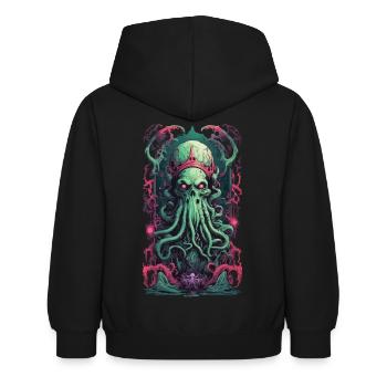 Demons King Underworld Gothic Occult Design - Kids Hoodie - black - Back - AI Model Kid Female (0cm)