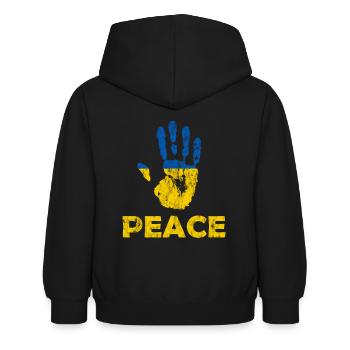 Main Paix Ukraine - Sweat à capuche Enfant - noir - Dos - AI Model Kid Female (0cm)