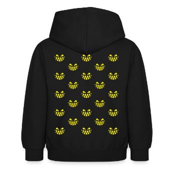 Halloween Frights (Pattern Raster / Yellow / PNG) - Kids Hoodie - black - Back - AI Model Kid Female (0cm)