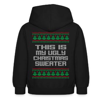 Dit is mijn lelijke kersttrui - Kinderhoodie - zwart - Achter - AI Model Kid Female (0cm)