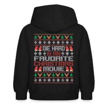 Die Hard Is Christmas Movie Ugly Christmas Pajama - Kinder Hoodie - Schwarz - Hinten - AI Model Kid Female (0cm)