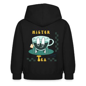 T-shirt Mister Tea rétro logo - Sweat à capuche Enfant - noir - Dos - AI Model Kid Female (0cm)