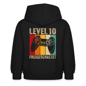 10.Geburtstag - 10 jahre level 10 freigeschaltet - Kinder Hoodie - Schwarz - Hinten - AI Model Kid Female (0cm)