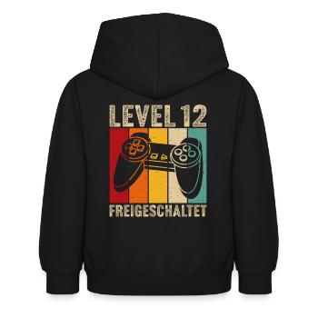 12.Geburtstag - 12 jahre level 12 freigeschaltet - Kinder Hoodie - Schwarz - Hinten - AI Model Kid Female (0cm)