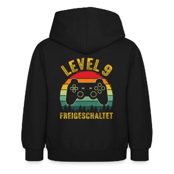 9.Geburtstag - 9 jahre level 9 freigeschaltet - Kinder Hoodie - Schwarz - Hinten - AI Model Kid Female (0cm)