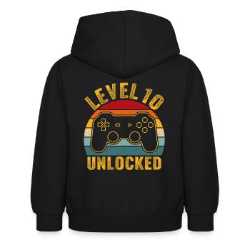 10.Geburtstag - 10 Jahre Gamer Level 10 unlocked - Kinder Hoodie - Schwarz - Hinten - AI Model Kid Female (0cm)