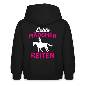 Echte mädchen reiten - Kinder Hoodie - Schwarz - Hinten - AI Model Kid Female (0cm)