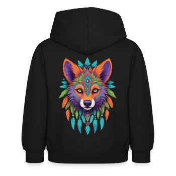 Chacal Mandala Art ésotérique - Sweat à capuche Enfant - noir - Dos - AI Model Kid Female (0cm)
