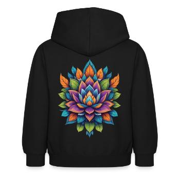 Spirituelle Blume Lotus Lebensenergie Lebensblume - Kinder Hoodie - Schwarz - Hinten - AI Model Kid Female (0cm)
