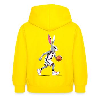 Joueur de basket-ball lapin de Pâques drôle streetwear - Sweat à capuche Enfant - jaune - Dos - AI Model Kid Female (0cm)