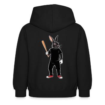 Joueur de baseball, lapin de Pâques, Pâques, Baseball - Sweat à capuche Enfant - noir - Dos - AI Model Kid Female (0cm)