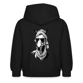 Mama Pferd Stilvolle Pferdeliebe Design - Kinder Hoodie - Schwarz - Hinten - AI Model Kid Female (0cm)