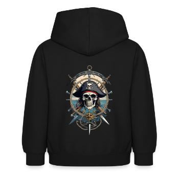 Piratenflaggen Skull Jolly Roger Pirat Kostüm - Kinder Hoodie - Schwarz - Hinten - AI Model Kid Female (0cm)