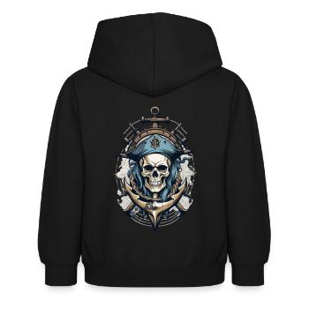 Piratenflaggen Skull Jolly Roger Pirat Kostüm - Kinder Hoodie - Schwarz - Hinten - AI Model Kid Female (0cm)
