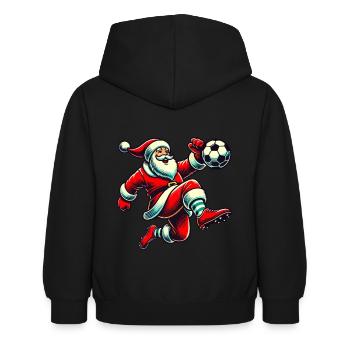 Fußballspielender Weihnachtsmann Spaß - Kinder Hoodie - Schwarz - Hinten - AI Model Kid Female (0cm)
