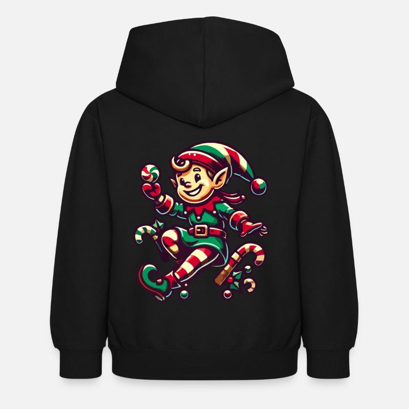 Glædelig julenisse med slikstok - Hoodie til børn - sort