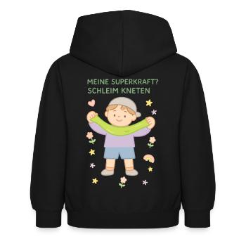 My superpower? Kneading Slime Funny Saying - Kids Hoodie - black - Back - AI Model Kid Female (0cm)