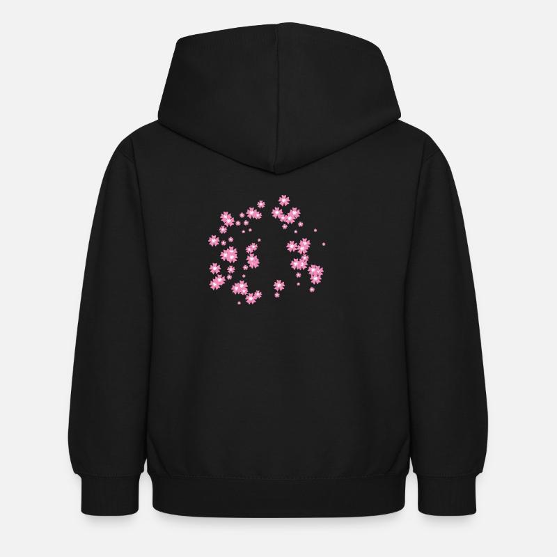 fleurs de cerisier - Sweat à capuche Enfant - noir