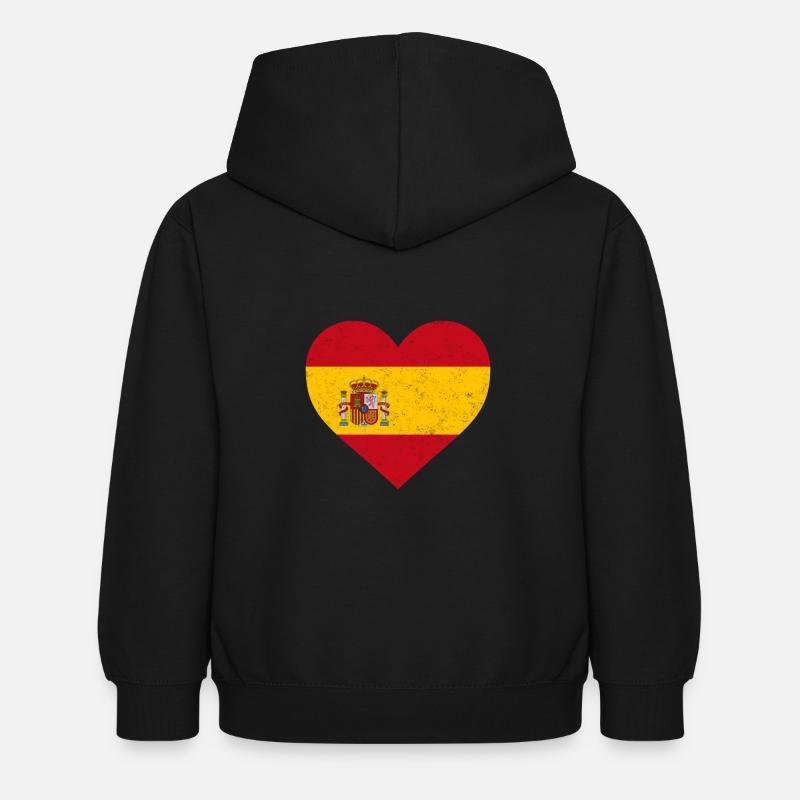 Spanien-Flaggen-Hemd Herz - Spanisch-Hemd - Kinder Hoodie - Schwarz