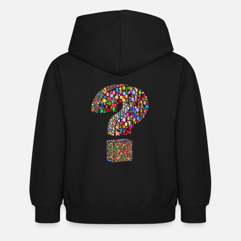 Rainbow colored question mark - Kids Hoodie - black
