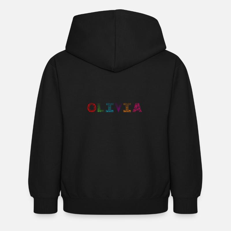 Nom de la lettre Olivia - Sweat à capuche Enfant - noir