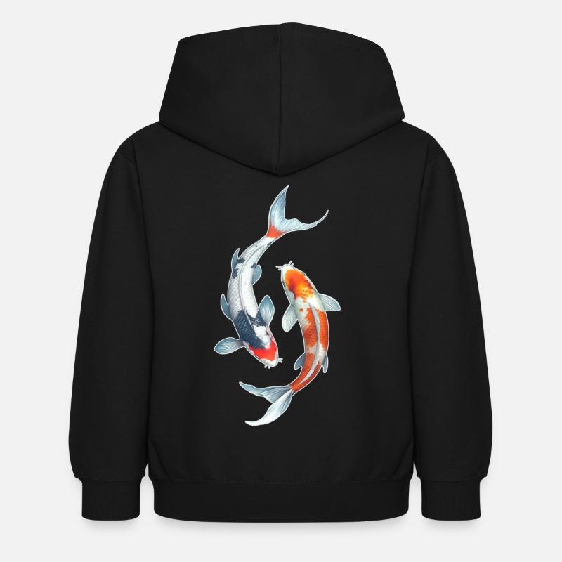 carpa koi - Felpa con cappuccio per bambini - nero