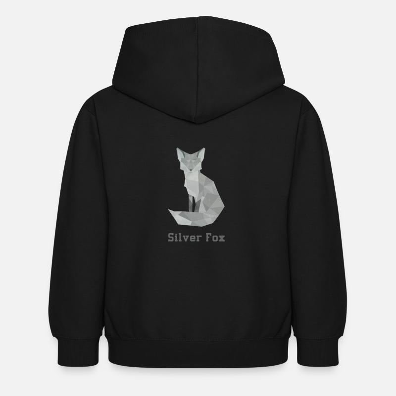Silver fox, abstract - Kids Hoodie - black