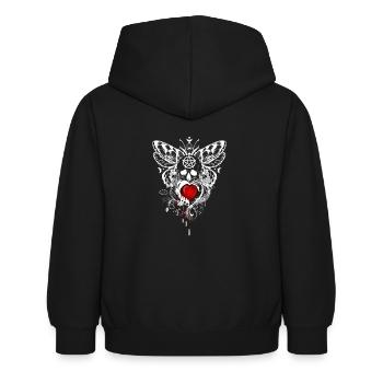 Nacht Blumen Gothik goth Totenkopf Tod Skull Punk - Kinder Hoodie - Schwarz - Hinten - AI Model Kid Female (0cm)
