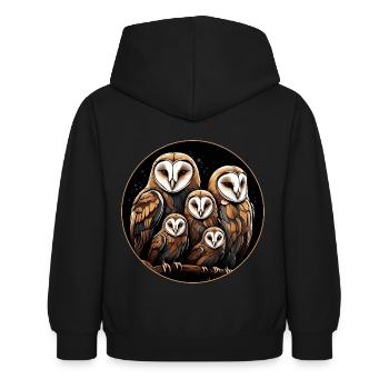 Schleiereule Schleiereulenfamilie Eulengrafik - Kinder Hoodie - Schwarz - Hinten - AI Model Kid Female (0cm)