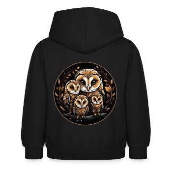 Schleiereule Schleiereulenfamilie Eulengrafik - Kinder Hoodie - Schwarz - Hinten - AI Model Kid Female (0cm)