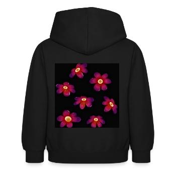 Blumen - Kinder Hoodie - Schwarz - Hinten - AI Model Kid Female (0cm)