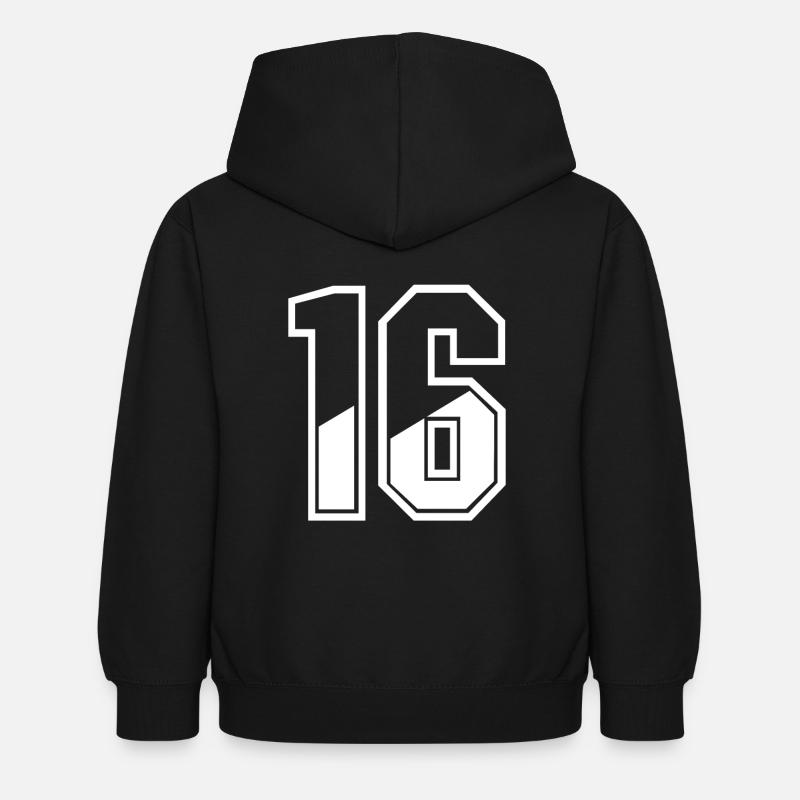 16 ans Maillot numéro 16 T-shirt numéro 16 - Sweat à capuche Enfant - noir
