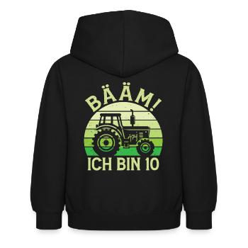 Ich bin 10 Jahre Drei Junge 10. Geburtstag Traktor - Kinder Hoodie - Schwarz - Hinten - AI Model Kid Female (0cm)