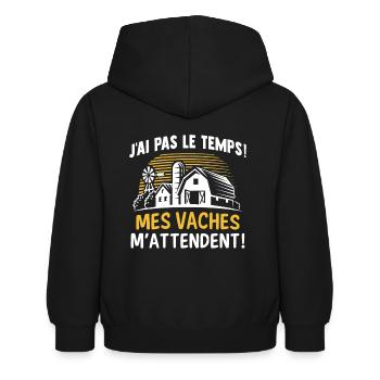 j'ai pas le temps mes vaches m'attendent - Sweat à capuche Enfant - noir - Dos - AI Model Kid Female (0cm)