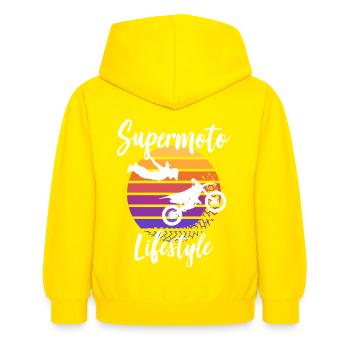 Moto Supermoto Biker Lifestyle - Sweat à capuche Enfant - jaune - Dos - AI Model Kid Female (0cm)