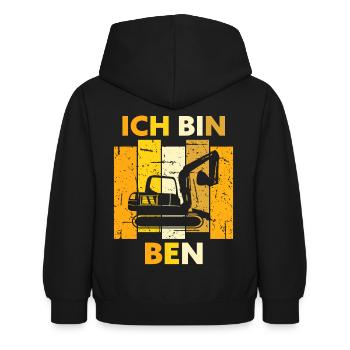 Ben Geschenk Name Namensschild Geburtstag - Kinder Hoodie - Schwarz - Hinten - AI Model Kid Female (0cm)